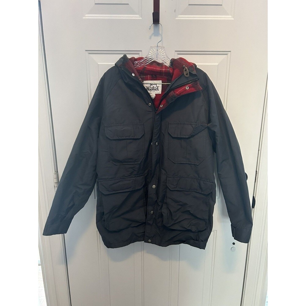 Woolrich Mens Hooded Jacket Nylon Wool Flannel‎ Lined Coat